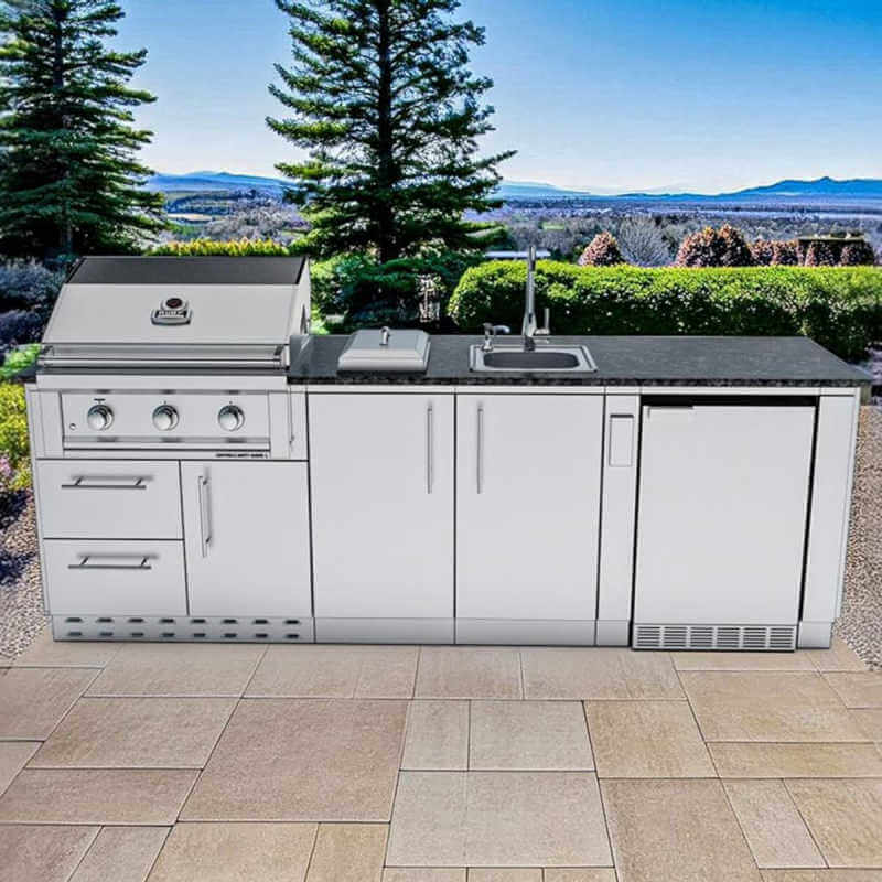 Sunstone Grills Bayou 8 1/2 Ft Outdoor Kitchen | Shown on Patio