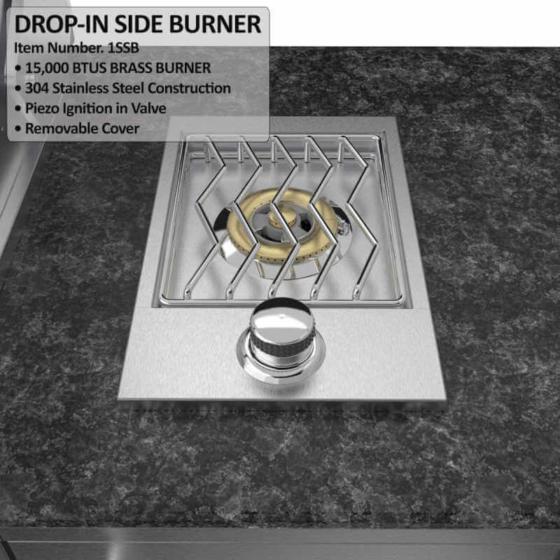 Sunstone Grills Bayou 8 1/2 Ft Outdoor Kitchen | Single Side Burner Details