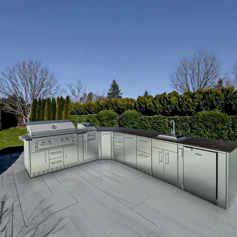 Sunstone Grills Big-Texan 21 Ft Outdoor Kitchen | L Shaped Design