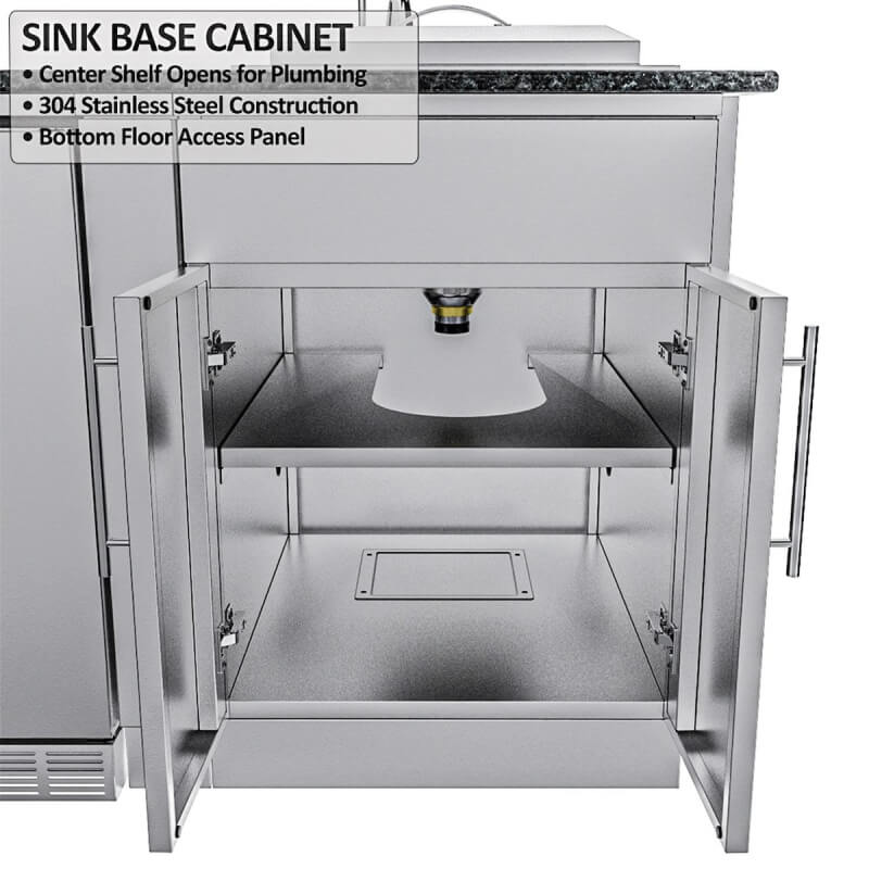 Sunstone Grills Big-Texan 21 Ft Outdoor Kitchen | Sink Storage