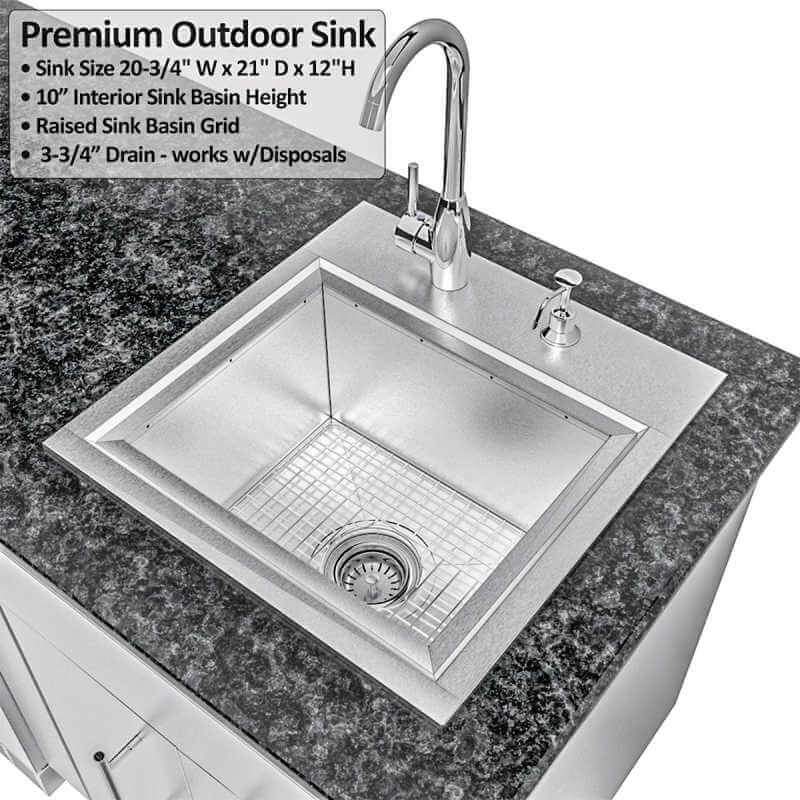 Sunstone Grills Big-Texan 21 Ft Outdoor Kitchen | Sink Detail