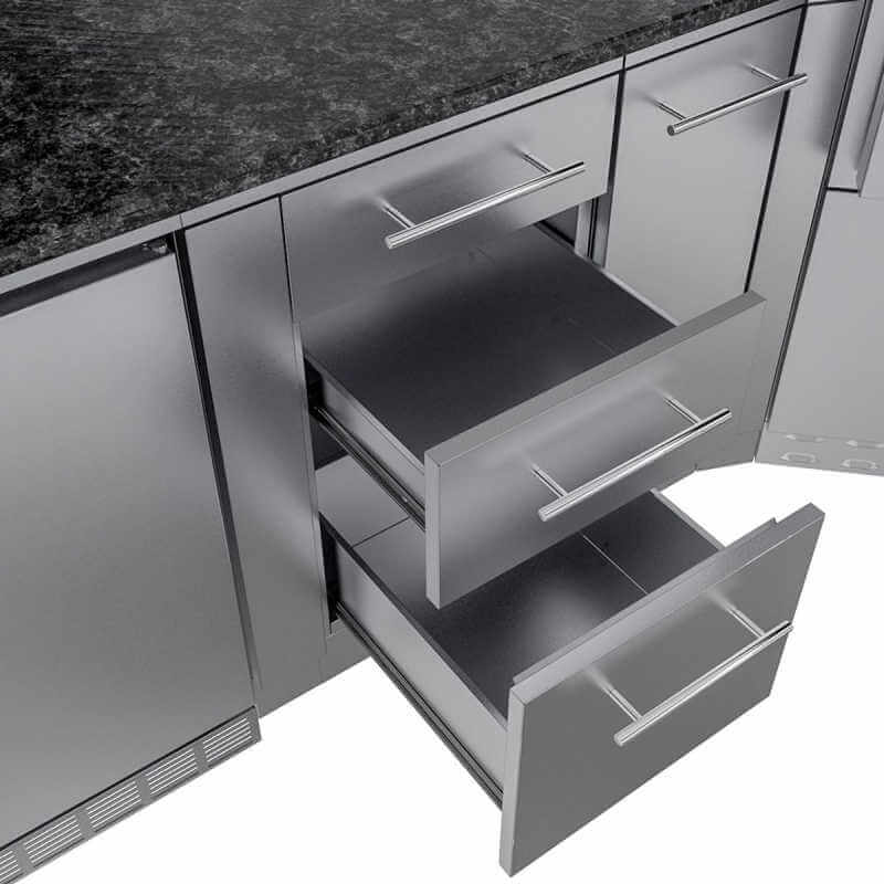 Sunstone Grills Big-Texan 21 Ft Outdoor Kitchen | Triple Drawer