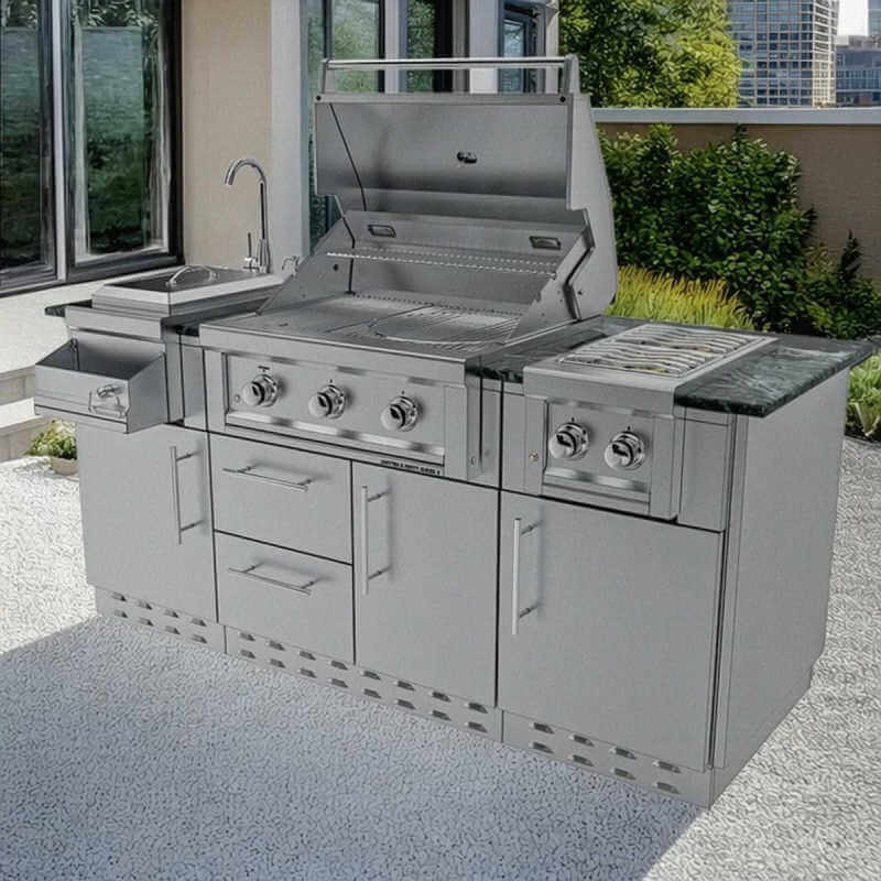 Sunstone Grills Caprice 6 1/2 Ft Outdoor Kitchen | Shown on Patio