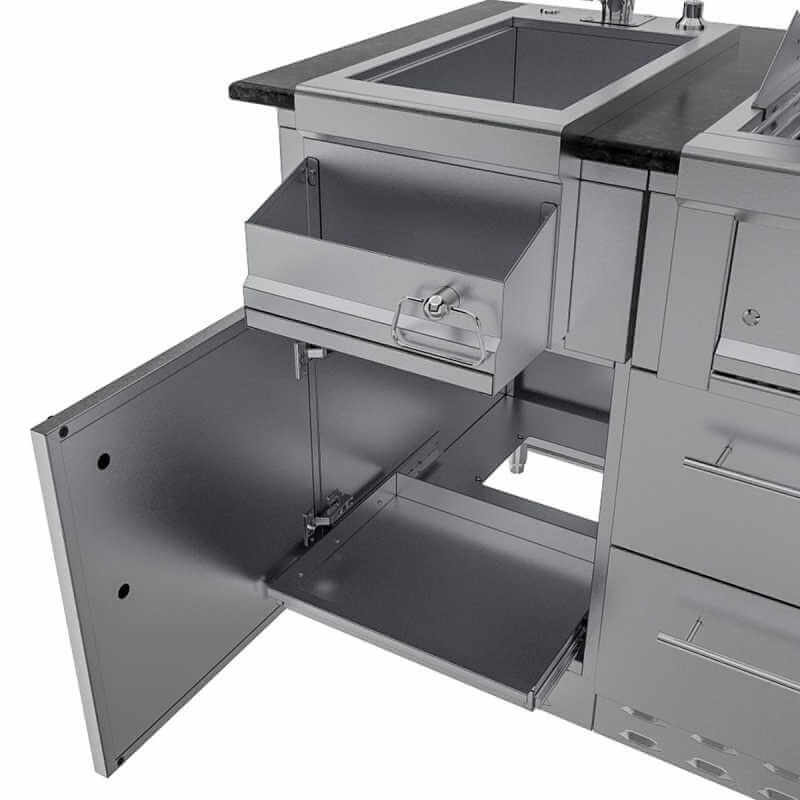 Sunstone Grills Caprice 6 1/2 Ft Outdoor Kitchen | Sink Storage