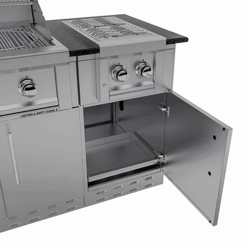 Sunstone Grills Caprice 6 1/2 Ft Outdoor Kitchen | Double Side Burner Storage