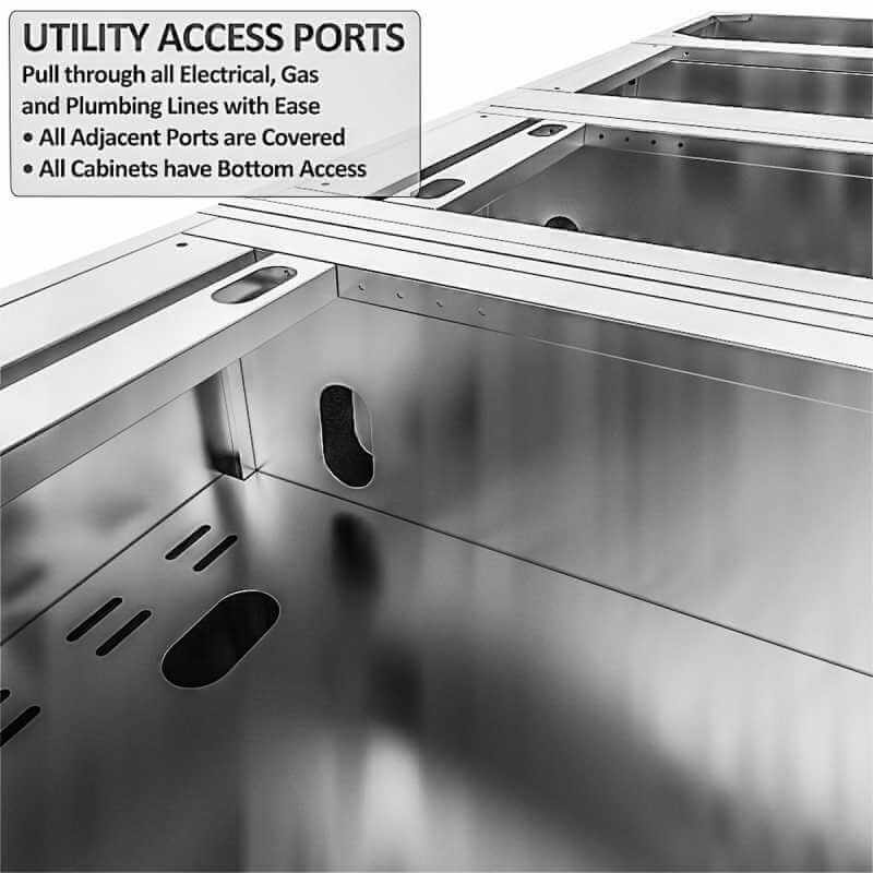 Sunstone Grills Caprice 6 1/2 Ft Outdoor Kitchen Island w/ Grill & Side Burner, Door & Drawer