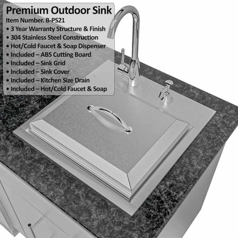Sunstone Grills Cypress 11 1/2 Ft Outdoor Kitchen | Sink Details