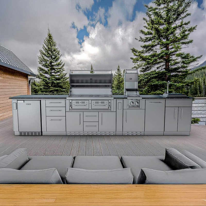 Sunstone Grills Dallas 14 Ft Outdoor Kitchen | Shown on Patio