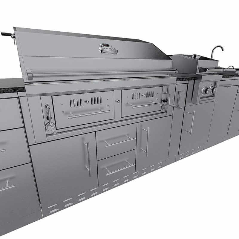 Sunstone Grills Dallas 14 Ft Outdoor Kitchen | Charcoal Hybrid Grill