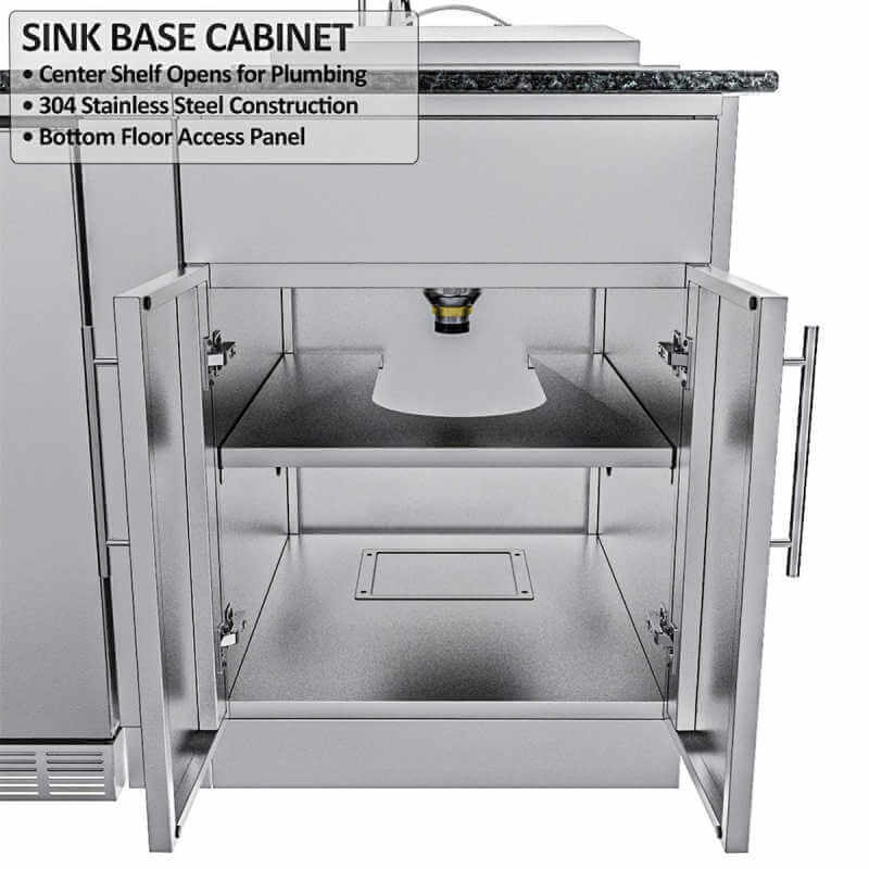 Sunstone Grills Dallas 14 Ft Outdoor Kitchen | Sink Storage Cabinet