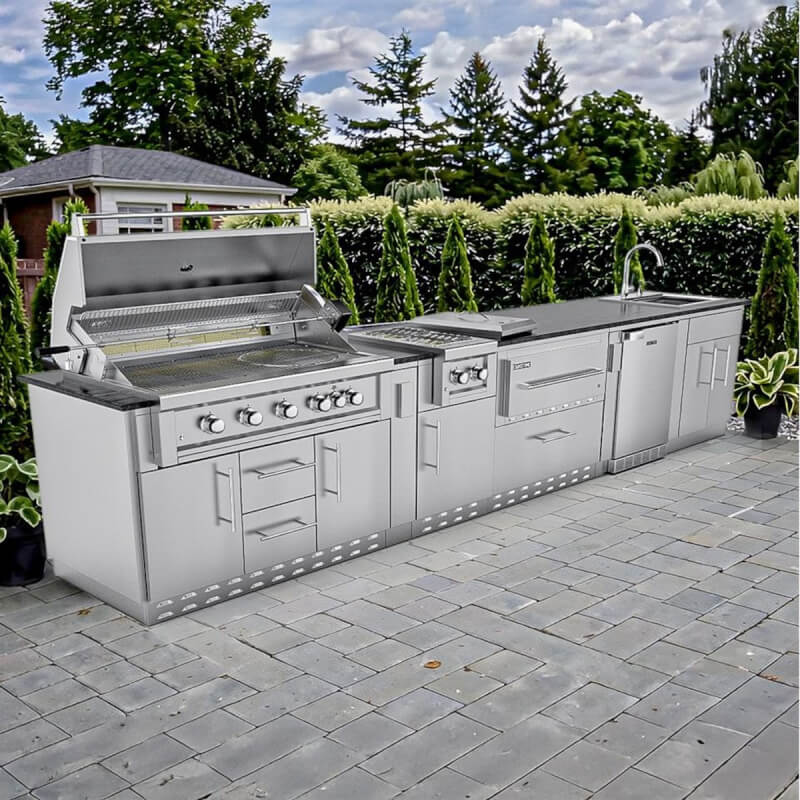 Sunstone Grills French Quarter 13 1/2 Ft Outdoor Kitchen| 304 Stainless Steel