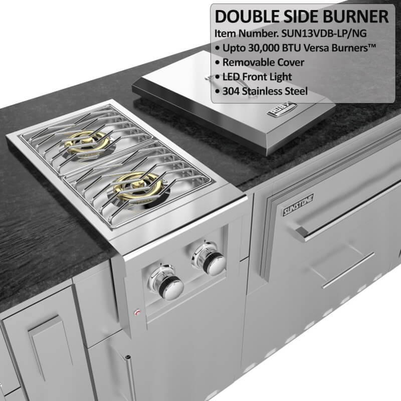 Sunstone Grills French Quarter 13 1/2 Ft Outdoor Kitchen | Double Side Burner