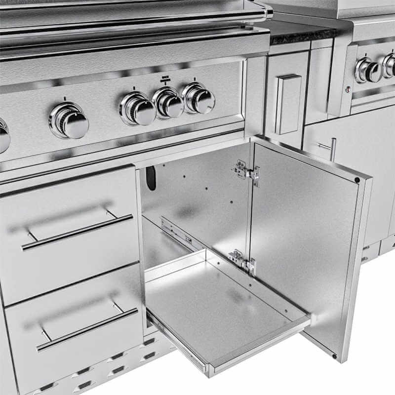 Sunstone Grills French Quarter 13 1/2 Ft Outdoor Kitchen | Propane Tank Storage Tray