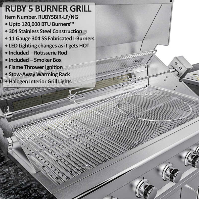 Sunstone Grills French Quarter 13 1/2 Ft Outdoor Kitchen | Grill Detail