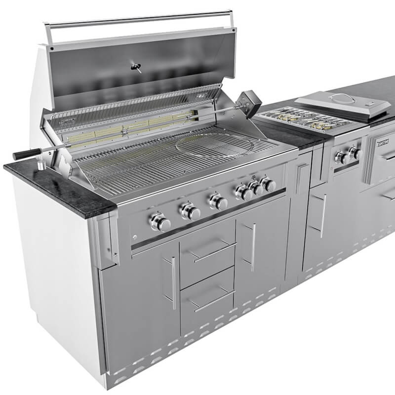 Sunstone Grills French Quarter 13 1/2 Ft Outdoor Kitchen | Ruby 5 Rotisserie Infrared Burner