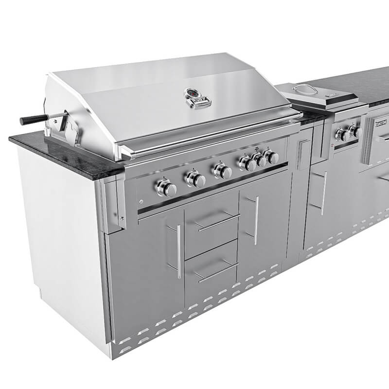 Sunstone Grills French Quarter 13 1/2 Ft Outdoor Kitchen | Ruby 5 Burner Built In Gas Grill