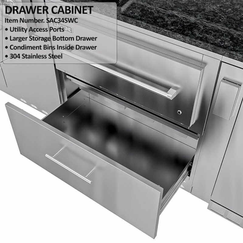 Sunstone Grills French Quarter 13 1/2 Ft Outdoor Kitchen | Storage Drawer