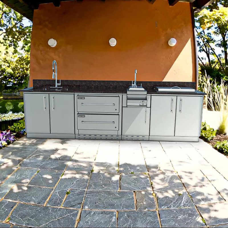 Sunstone Grills Galley 10 1/2 Ft Outdoor Kitchen | Shown on Patio