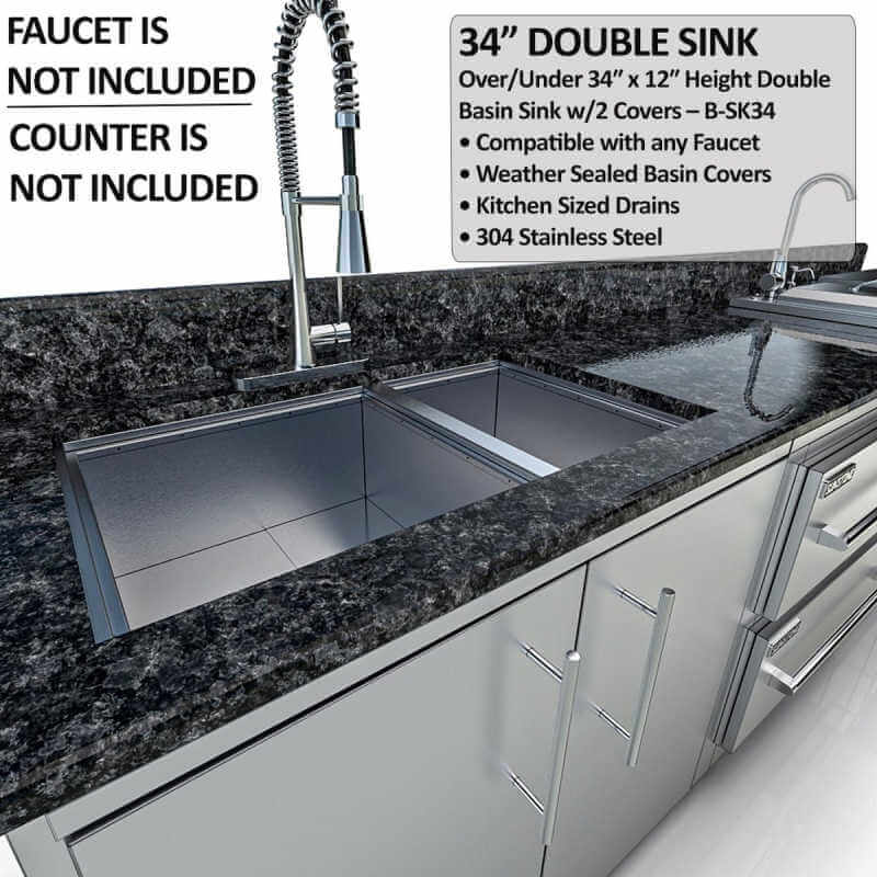 Sunstone Grills Galley 10 1/2 Ft Outdoor Kitchen | Double Basin Sink