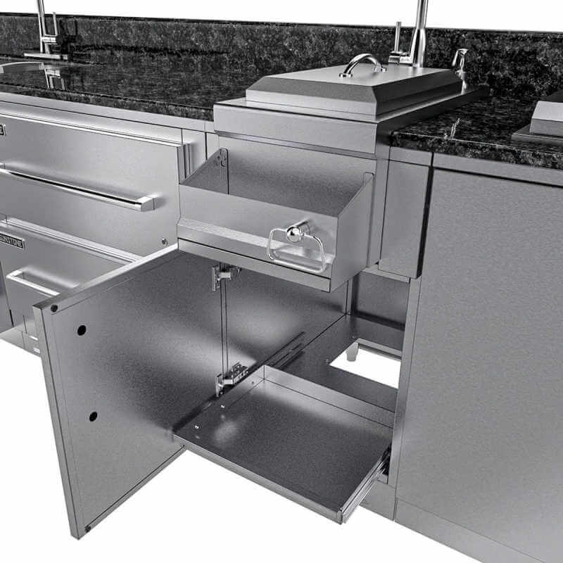 Sunstone Grills Galley 10 1/2 Ft Outdoor Kitchen | Cocktail Center Cabinet Storage