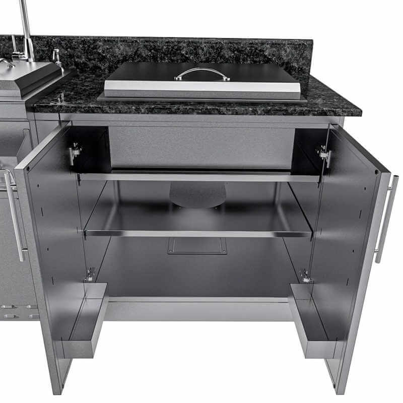 Sunstone Grills Galley 10 1/2 Ft Outdoor Kitchen Ice Chest Cabinet Storage