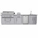 Sunstone Grills Gulf Breeze 10 Ft Outdoor Kitchen Island w/ Gas Grill & Side Burner, Sink, Refrigerator, Door & Drawer
