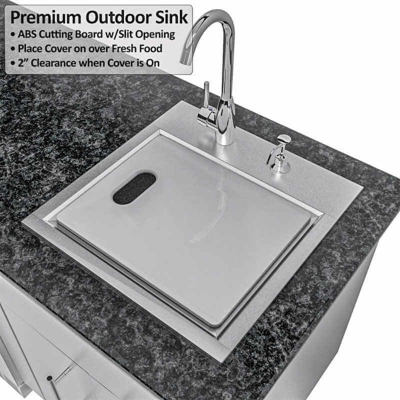 Sunstone Grills Houston 9 1/2 Ft Outdoor Kitchen Island | Cutting Board