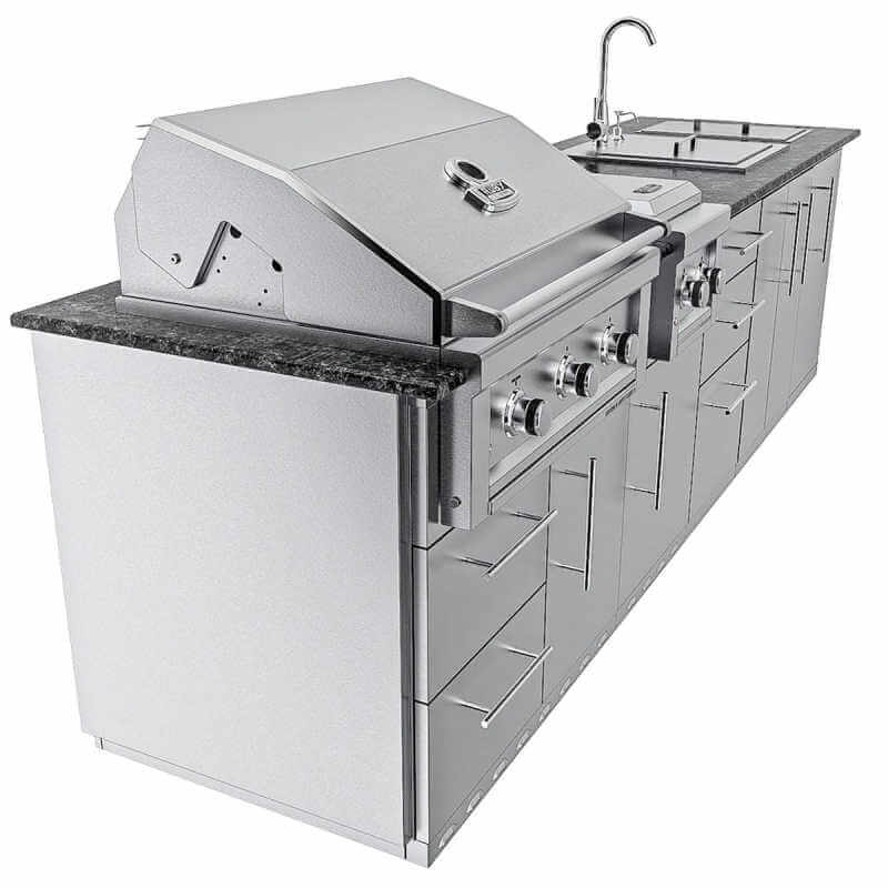 Sunstone Grills Magnolia 10 Ft Outdoor Kitchen | End Panels on Cabinets
