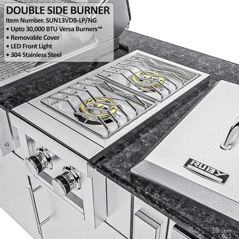 Sunstone Grills Magnolia 10 Ft Outdoor Kitchen | Double Side Burner Detail
