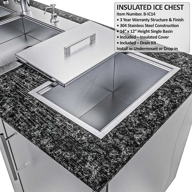 Sunstone Grills Magnolia 10 Ft Outdoor Kitchen | Ice Chest Detail