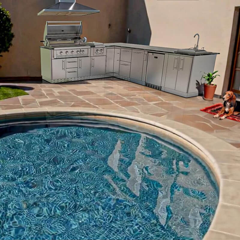 Sunstone Grills Rancher 11 Ft Outdoor Kitchen | Shown on Patio