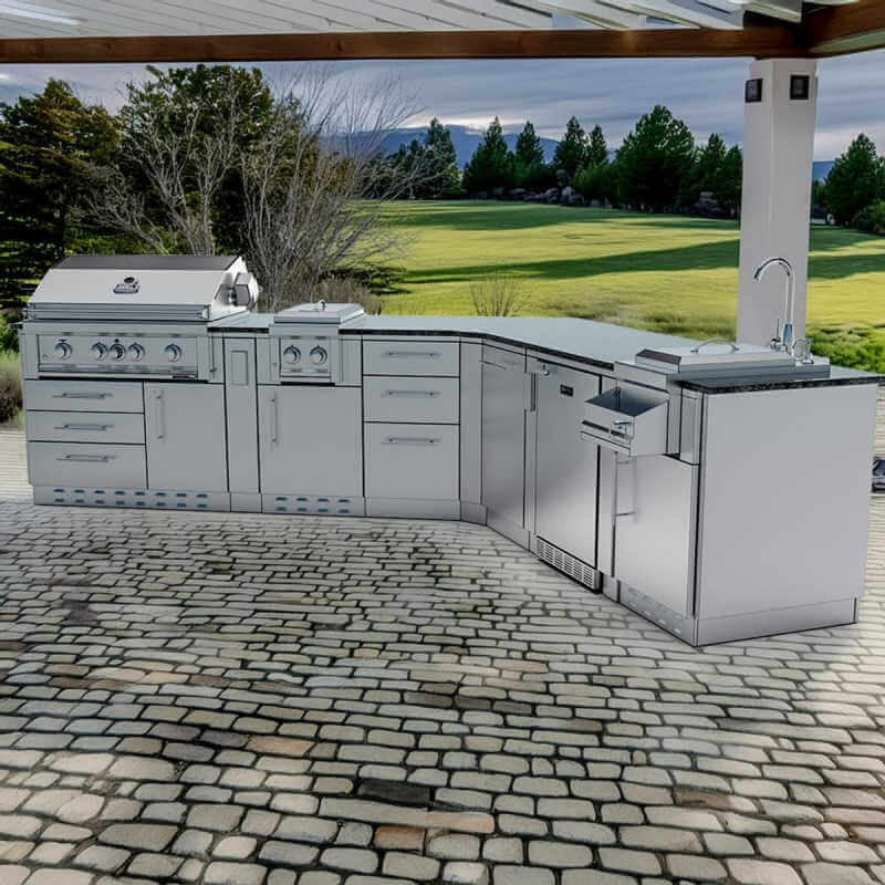 Sunstone Grills Savanna 16 Ft Outdoor Kitchen | On Patio