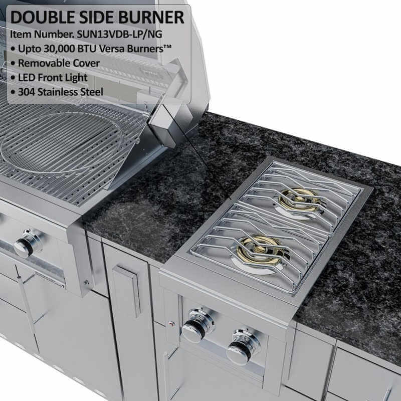 Sunstone Grills Savanna 16 Ft Outdoor Kitchen | Double Side Burner Detail