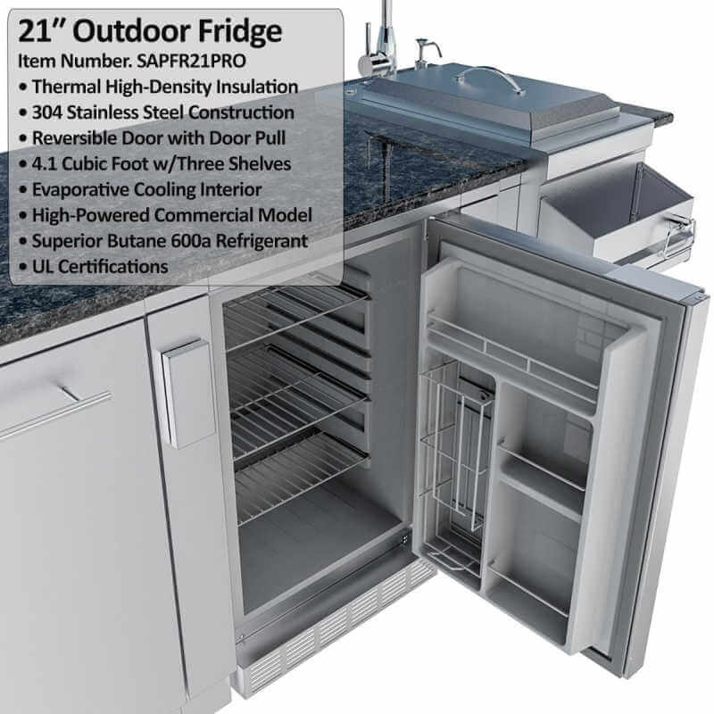 Sunstone Grills Savanna 16 Ft Outdoor Kitchen | Refrigerator Detail