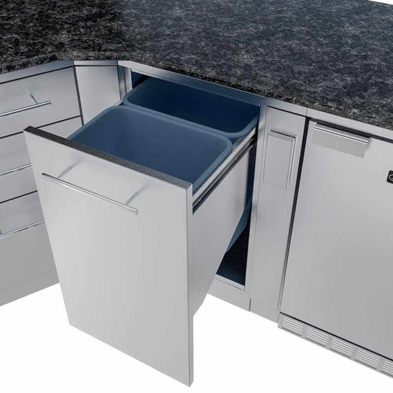 Sunstone Grills Savanna 16 Ft Outdoor Kitchen | Trash Drawer Cabinet