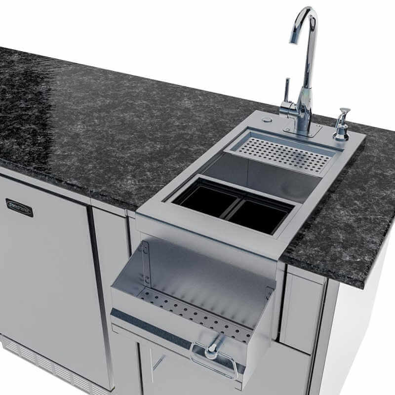 Sunstone Grills Savanna 16 Ft Outdoor Kitchen | Bar Sink Condiment Trays