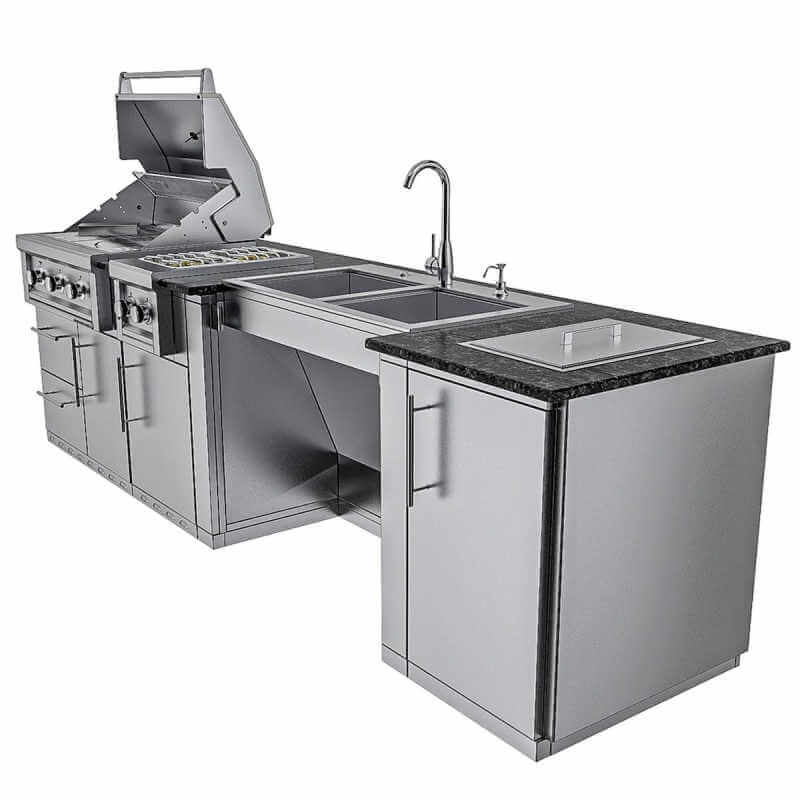 Sunstone Grills Summit 10 Ft Outdoor Kitchen Island | Angled View