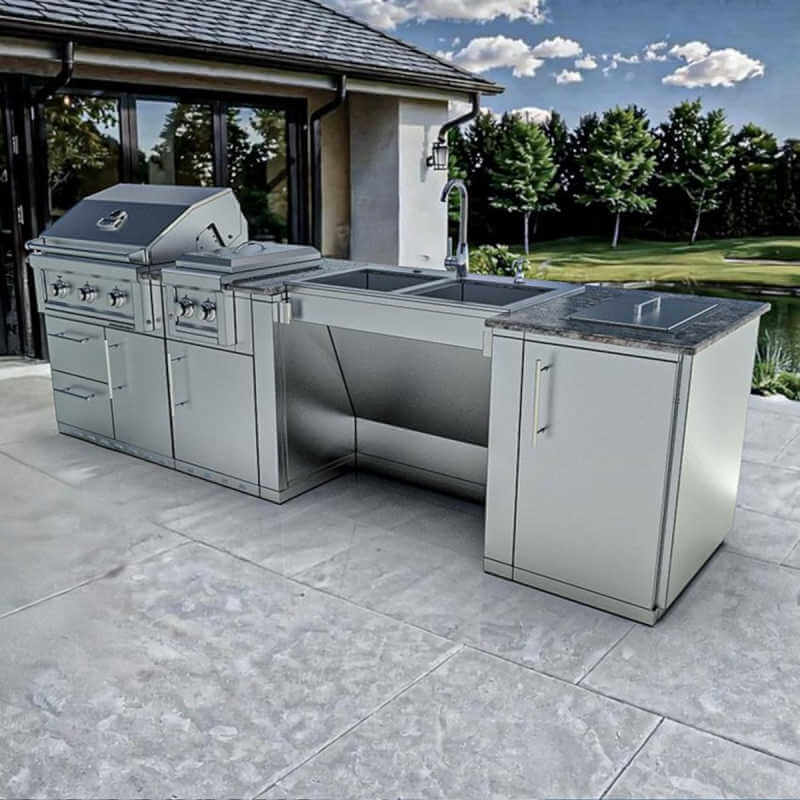 Sunstone Grills Summit 10 Ft Outdoor Kitchen | ADA Compliant Double Basin Sink