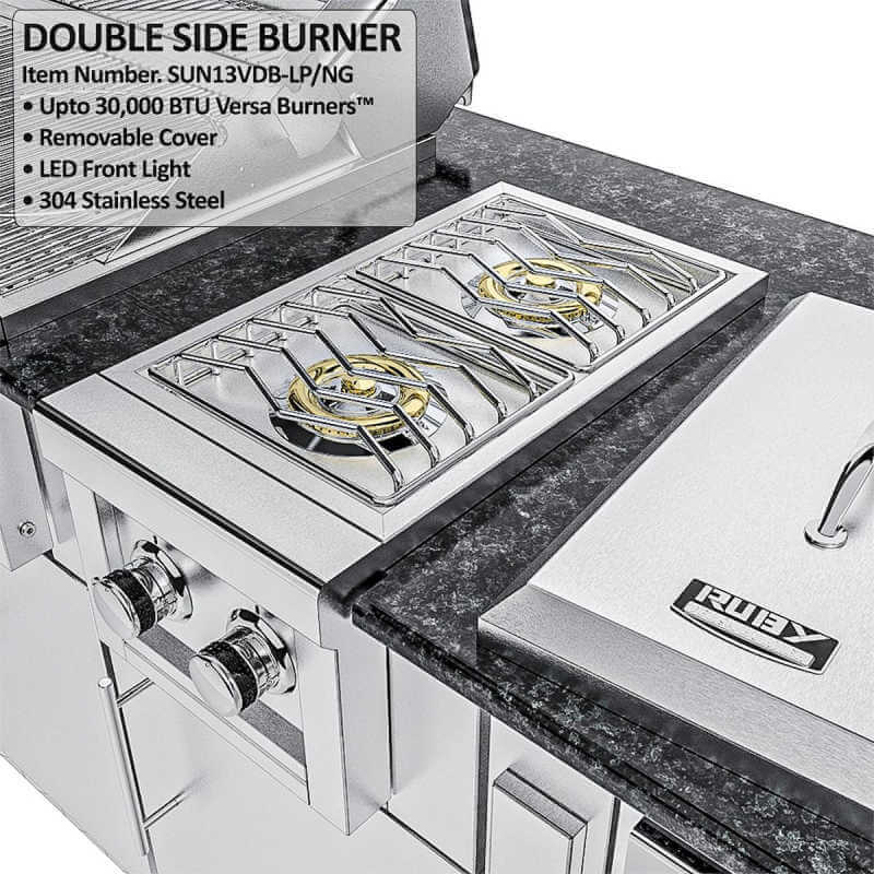 Sunstone Grills Summit 10 Ft Outdoor Kitchen | Versa Double Side Burner Detail