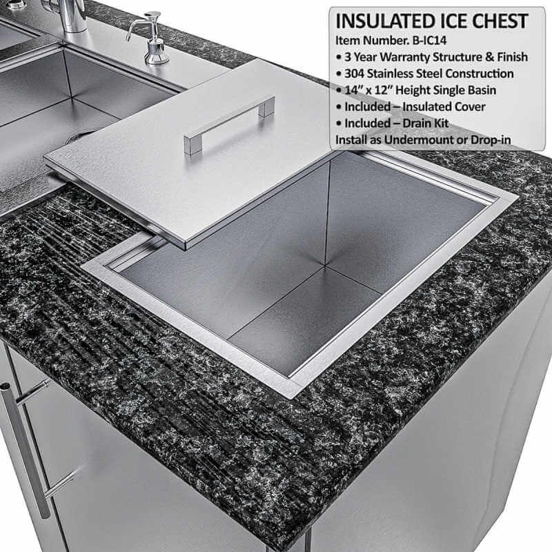 Sunstone Grills Summit 10 Ft Outdoor Kitchen | Ice Bin Cooler