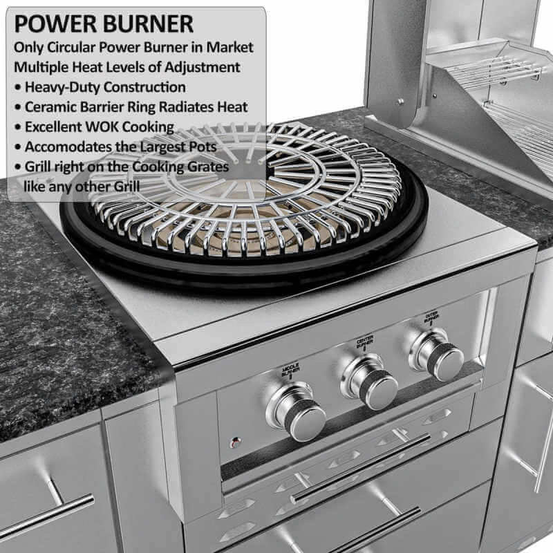 Sunstone Grills Tex-Cajun 9 Ft Outdoor Kitchen | Power Cirque Burner