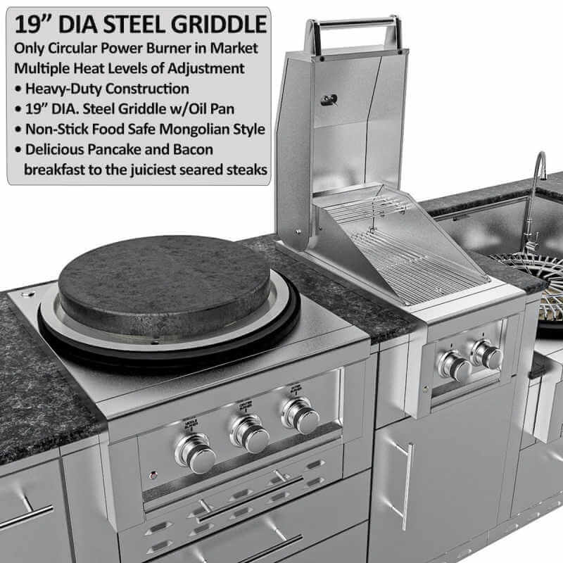 Sunstone Grills Tex-Cajun 9 Ft Outdoor Kitchen | Power Cirque Griddle