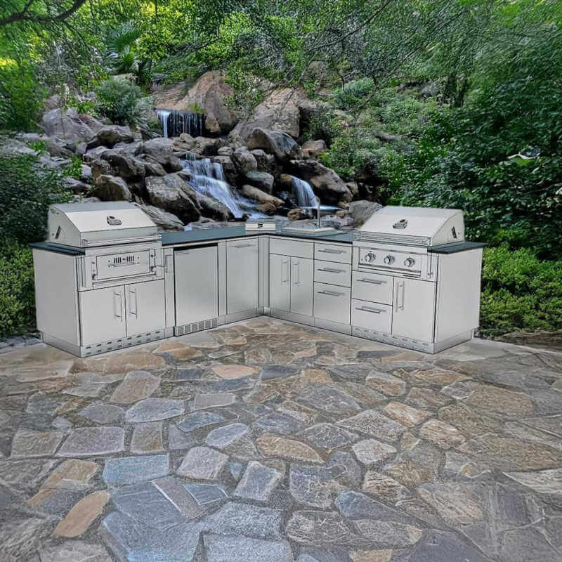 Sunstone Grills Texas Tango 19 Ft Outdoor Kitchen | 304 Stainless Steel