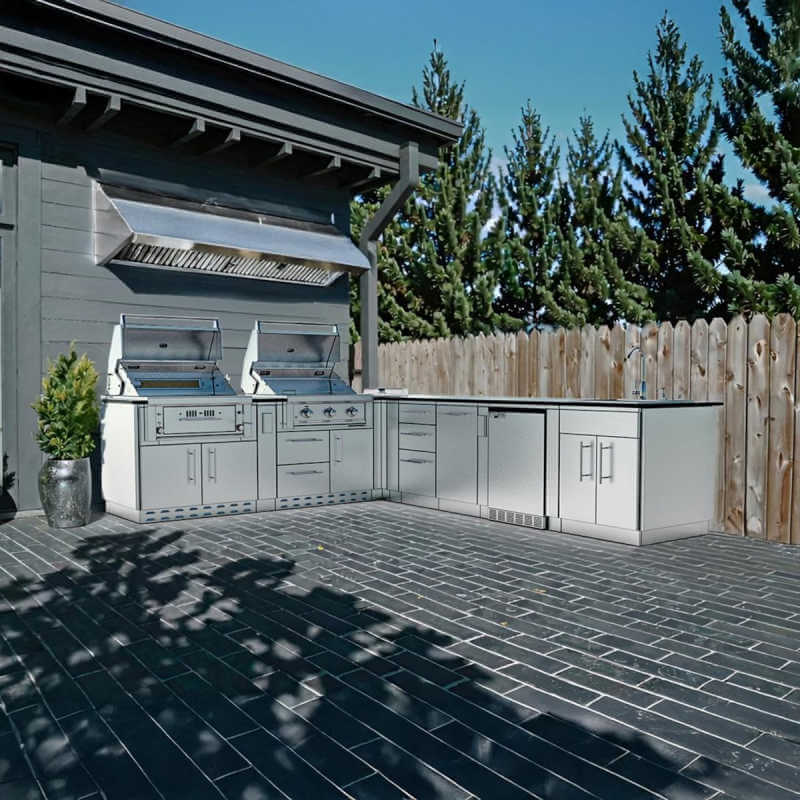 Sunstone Grills Texas Tango 19 Ft Outdoor Kitchen | Shown on Patio