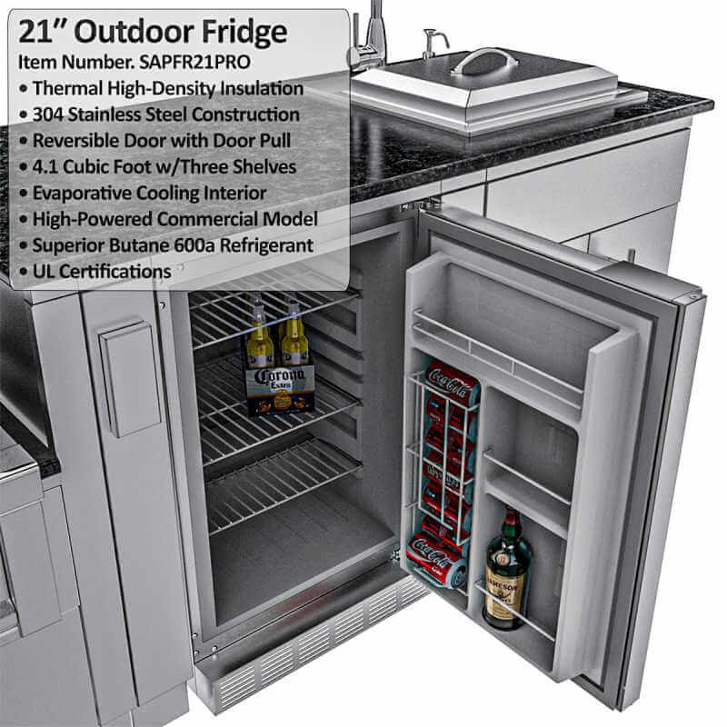 Sunstone Grills Texas Tango 19 Ft Outdoor Kitchen | Refrigerator Detail