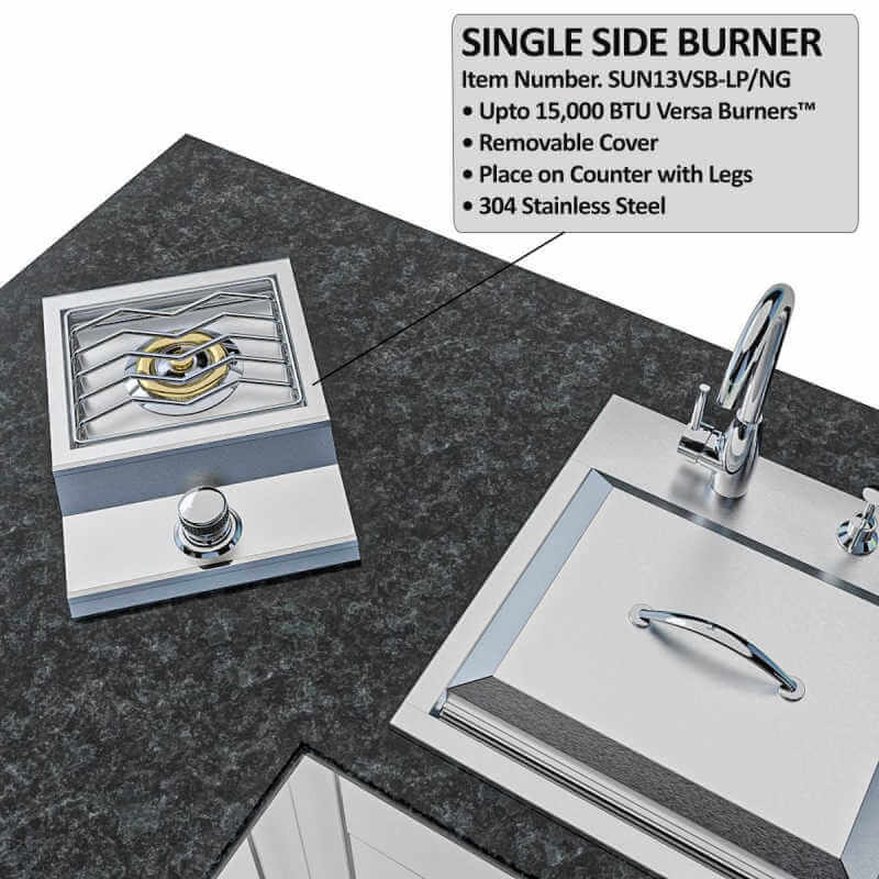 Sunstone Grills Texas Tango 19 Ft Outdoor Kitchen | Single Side Burner Detail