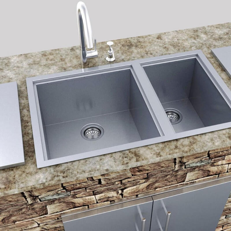 Sunstone Over Under Double Basin Sink | Over Counter Installation