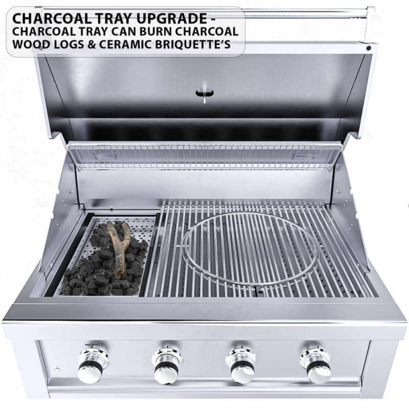 Sunstone Ruby 4 36 Inch 4 Burner Gas Grill | Charcoal Tray