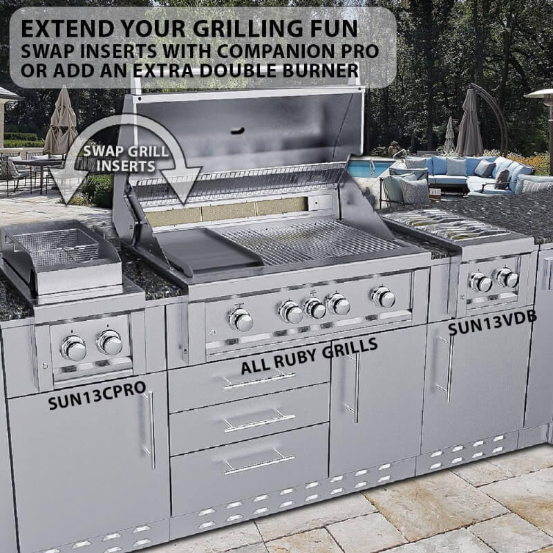 Sunstone Ruby 5BIR 42 Inch 5 Burner Built In Gas Grill | Installed in Grill Island