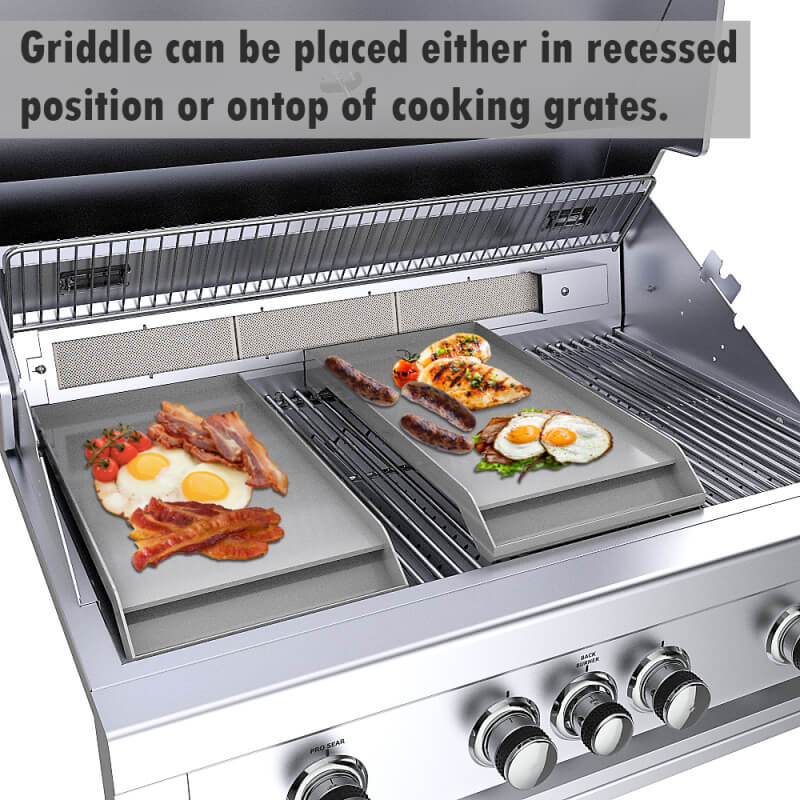 Sunstone Solid Steel Powder Coated Griddle | Shown on Grill